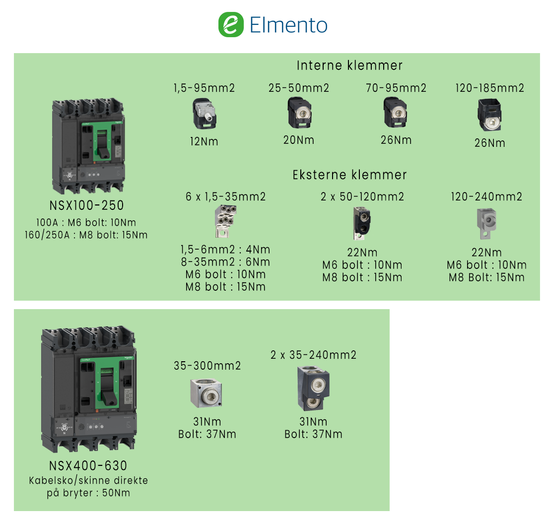 Schneider torque specs. Tiltrekkingsmoment for schneider effektbryter. Momenttabell for Schneider effektbryter. Schneider momenttabell. Schneider moment. Moment for NSX100. Moment for NSX160. Moment for NSX250. Moment for NSX400. Moment for NSX630. Moment for Schneider klemmer. Tiltrekkingsmoment for NSX100. Tiltrekkingsmoment for NSX160. Tiltrekkingsmoment for NSX250. Tiltrekkingsmoment for NSX400. Tiltrekkingsmoment for NSX630. 
Moment NSX klemmer. Moment Schneider koblingsklemmer. NSX moment.